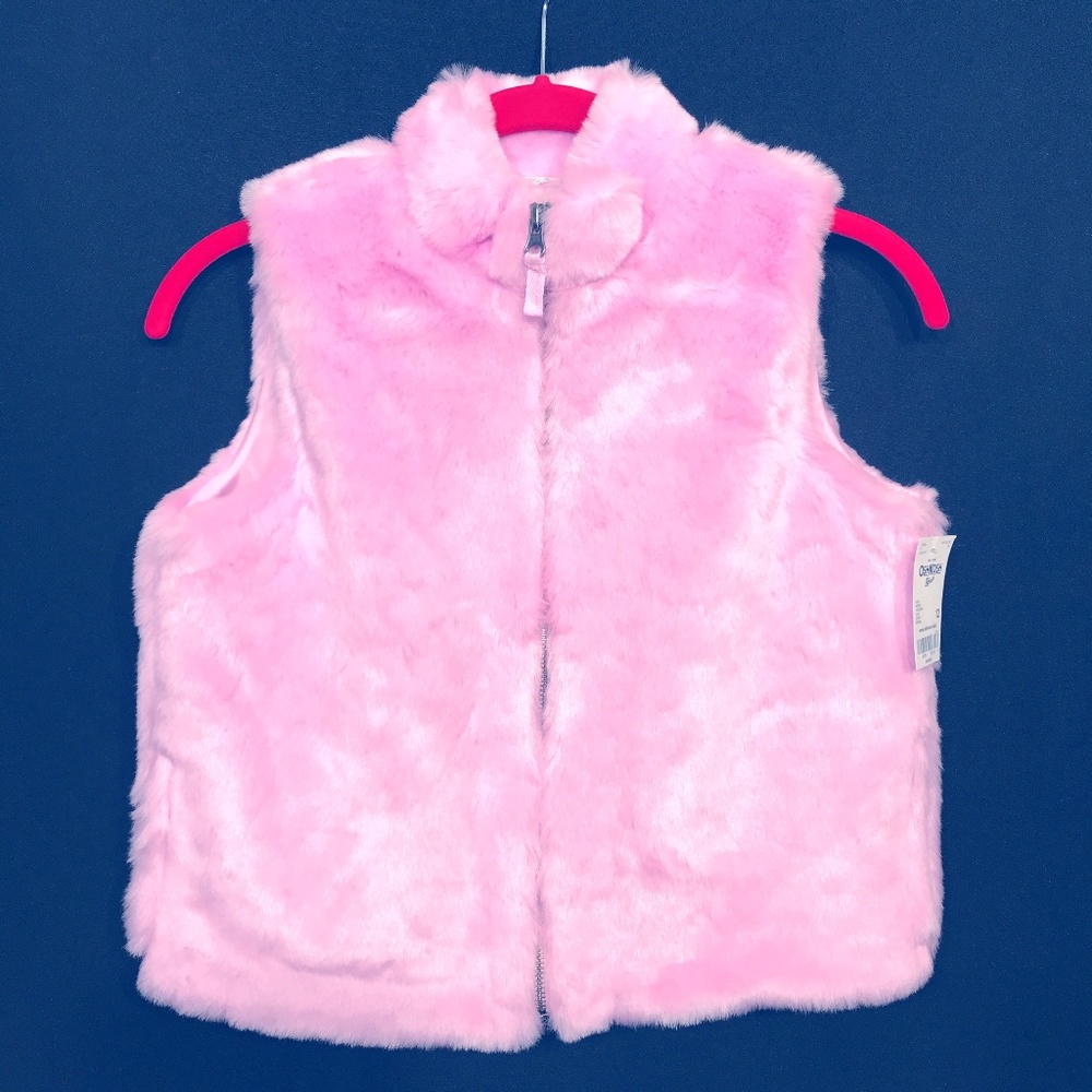 OshKosh B'gosh Pink Faux Fur Vest Size 12 "NWT"